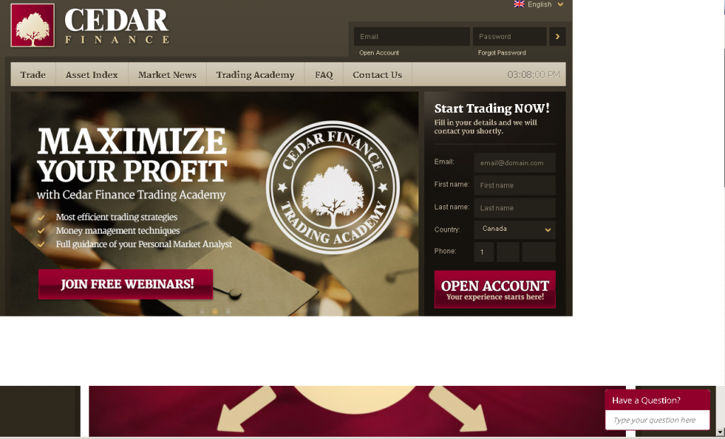 Cedar Finance Platform Canadian Binary Options